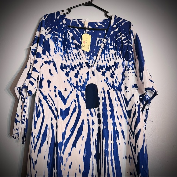 Cheng Xin | Super Soft Blue Tir Dye Pattern Dress Beach Dress // XL - Picture 12 of 13